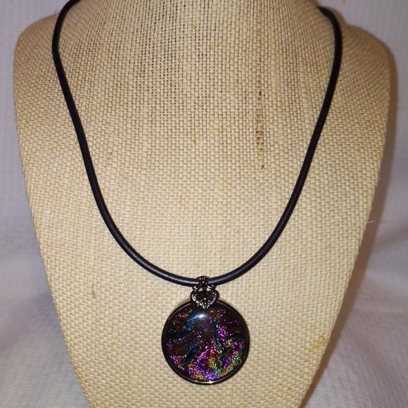 Victorian Dichroic Glass Pendant Necklace - Picture 2 of 2